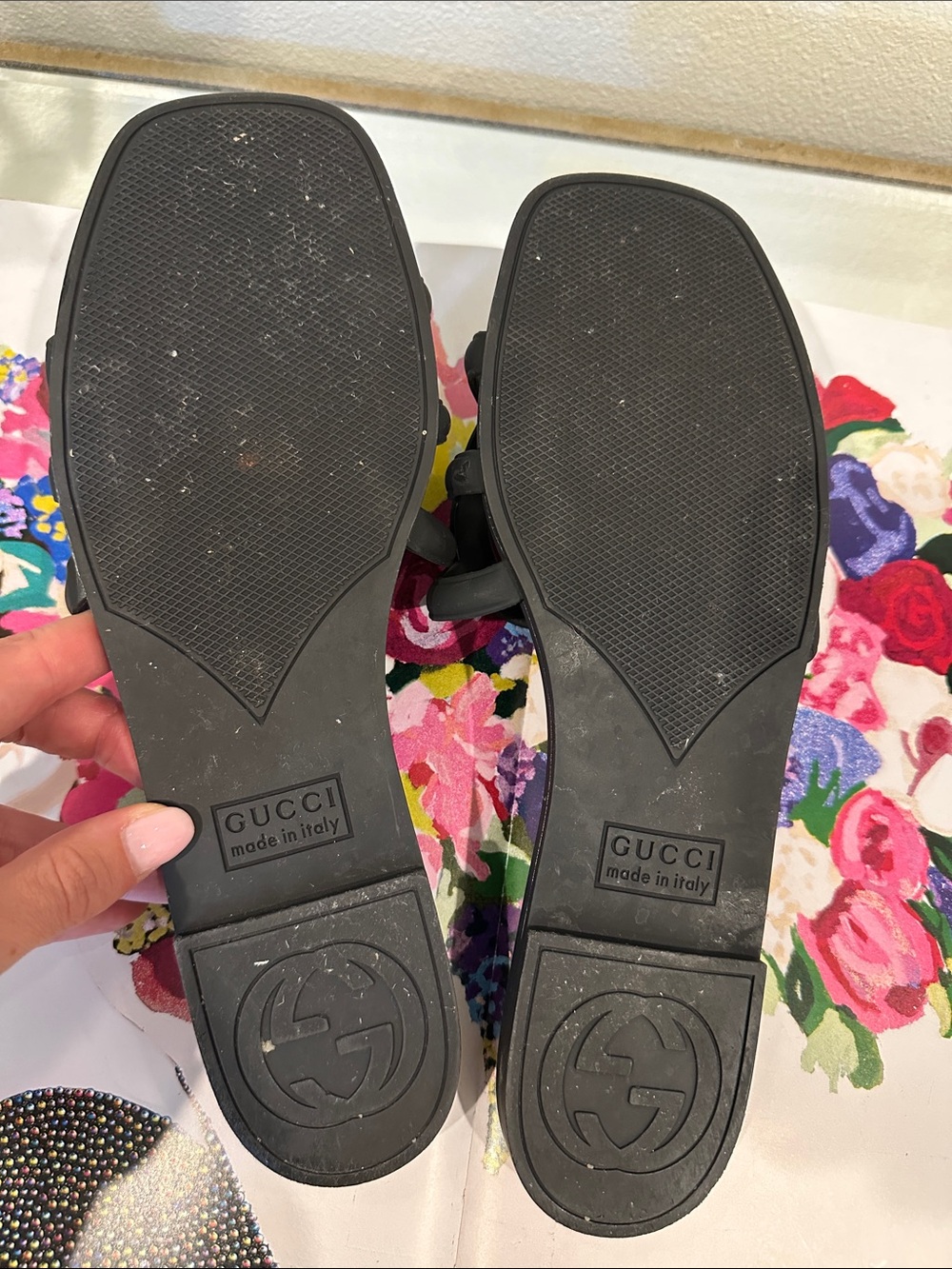 Gucci Black Rubber GG Logo Slide Sandals - Women's - Picture 2 of 3